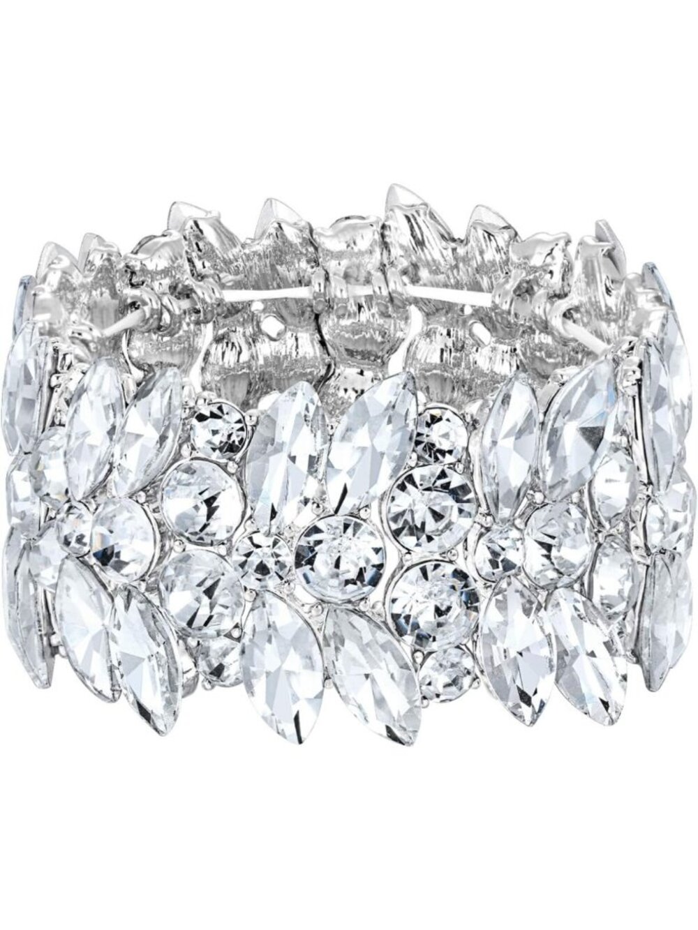 Elegant Art Deco Marquise Crystal Stretch Bracelet for Weddings & Prom - Perfect